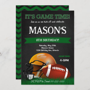 Black Football Birthday Invite