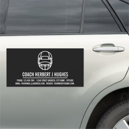 Black Football Helmet Footballer Football Coach Car Magnet
