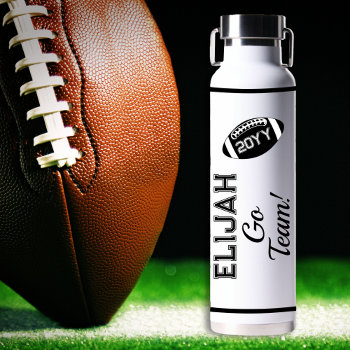 Black Football Name | Go Team Sports Water Bottle by tjssportsmania at Zazzle