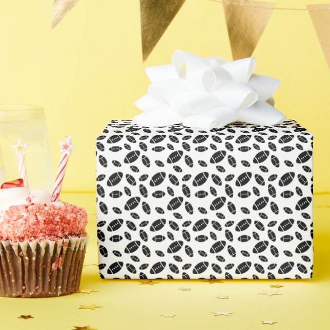 Black football pattern wrapping paper (Birthday Party)