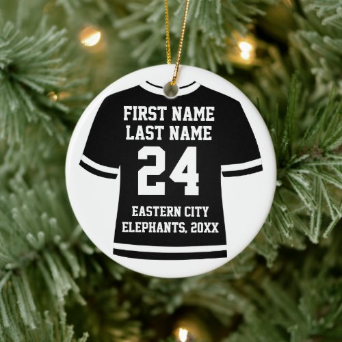 Black Football Soccer Hockey Sports Jersey Ceramic Ornament