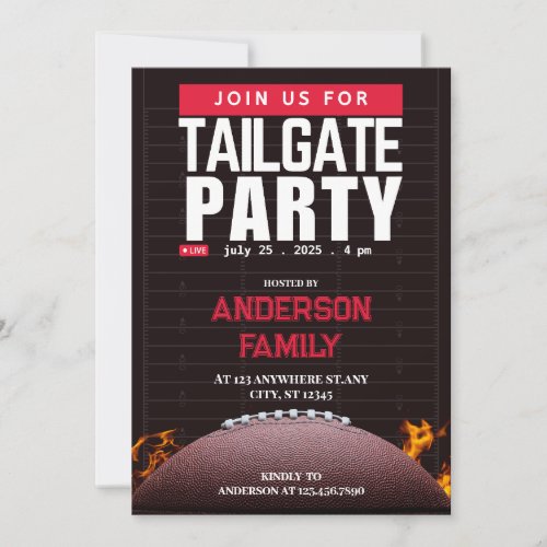 Black Football Tailgate Party Invitation
