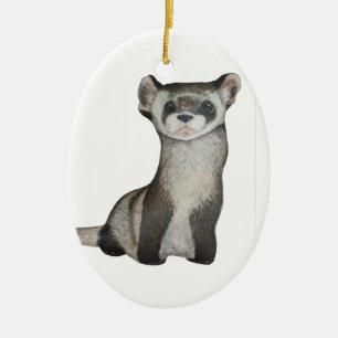 Black footed ferret ceramic ornament