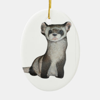 Black footed ferret ceramic ornament