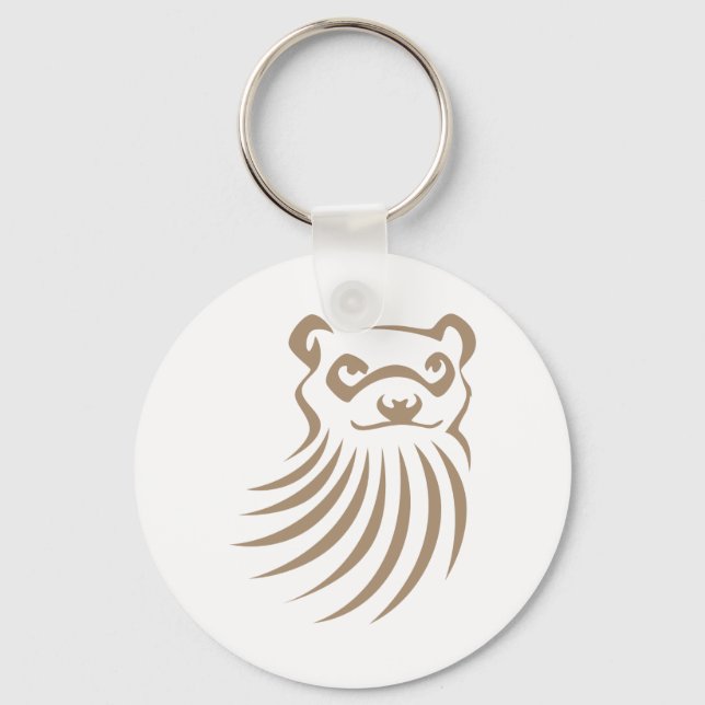 Black Footed Ferret in Swish Drawing Style Keychain (Front)