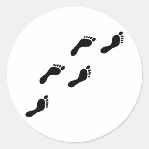 black footprints classic round sticker