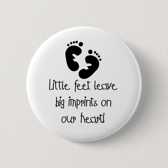 Black Footprints Little Feet Big Imprints Button (Front)