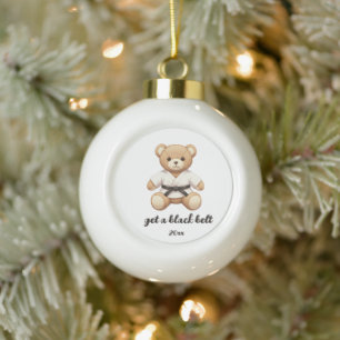 【BLACK】For all judo lovers, young and old. Ceramic Ball Christmas Ornament