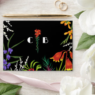 Black foral tropical Nature wedding  Envelope