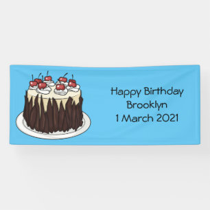 Black Forest cake cartoon illustration Banner