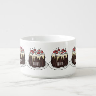 Black Forest cake cartoon illustration Bowl