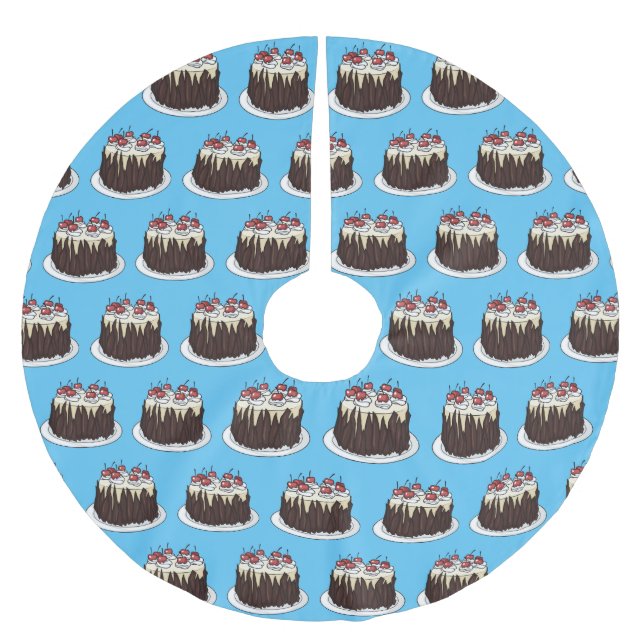 Black Forest cake cartoon illustration  Brushed Polyester Tree Skirt (Front)