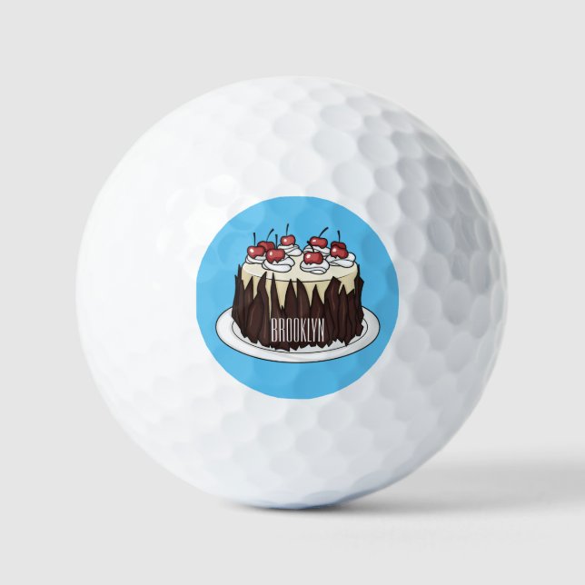 Black Forest cake cartoon illustration Golf Balls (Front)