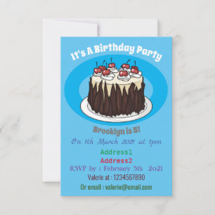Black Forest cake cartoon illustration Invitation