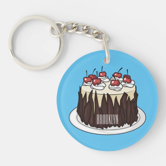 Black Forest cake cartoon illustration  Keychain (Front)
