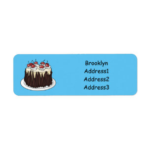 Black Forest cake cartoon illustration Label