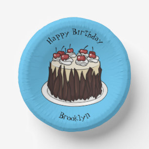 Black Forest cake cartoon illustration Paper Bowls
