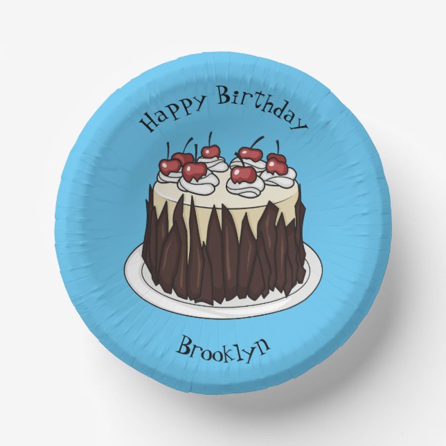 Black Forest cake cartoon illustration Paper Bowls (Front)