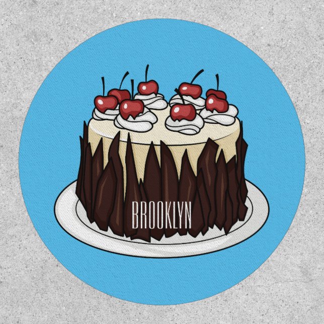 Black Forest cake cartoon illustration  Patch (Front)