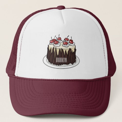 Black Forest cake cartoon illustration Trucker Hat