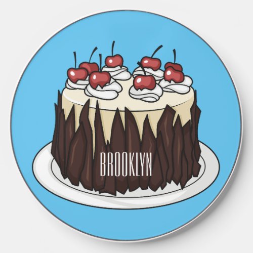 Black Forest cake cartoon illustration Wireless Charger