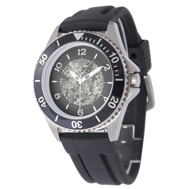 Black Forest Digital Camouflage Pattern Dial Watch (Angled)