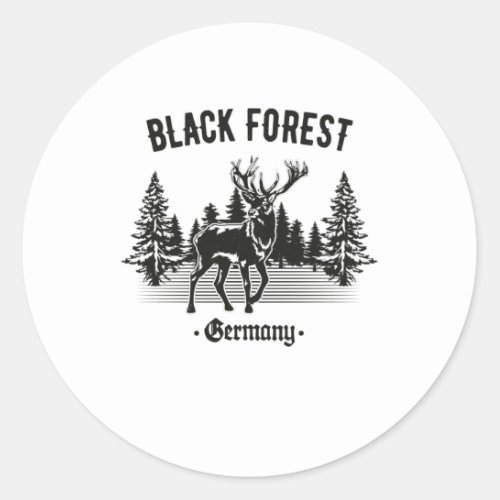 Black Forest Germany Deer with Trees Classic Round Sticker