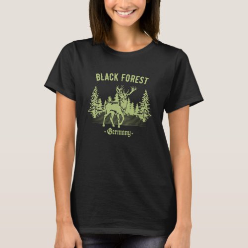 Black Forest Germany Deer with Trees Swabia T_Shirt