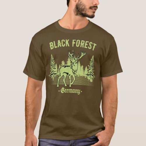 Black Forest Germany Deer with Trees Swabia T_Shirt