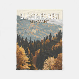 Black Forest Germany Travel Art Vintage Fleece Blanket