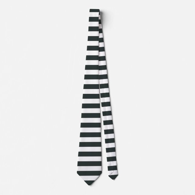 Black Forest Green and White Stripes Neck Tie (Front)