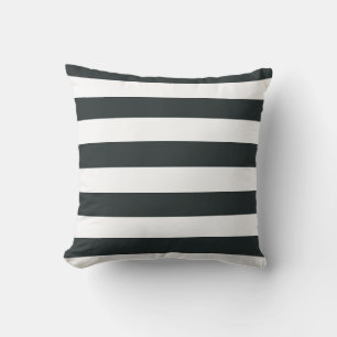 Black Forest Green and White Stripes Throw Pillow