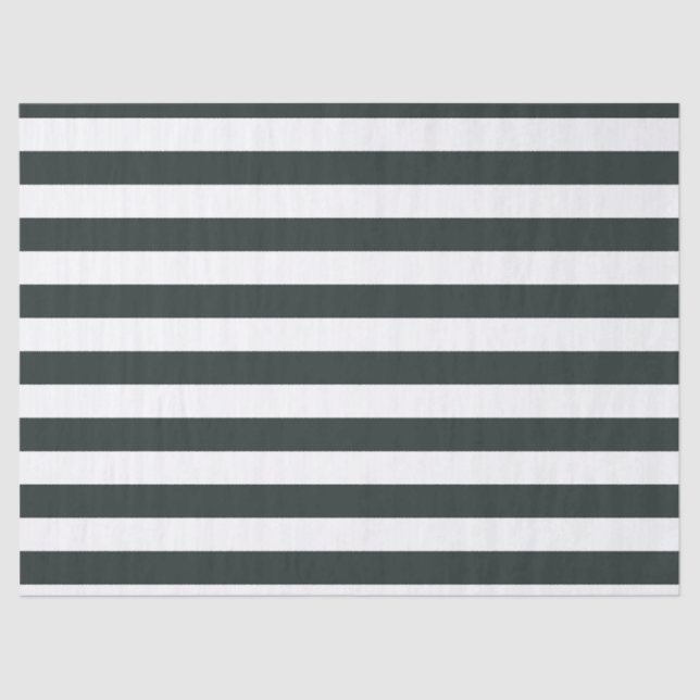 Black Forest Green and White Stripes Tissue Paper (Front)