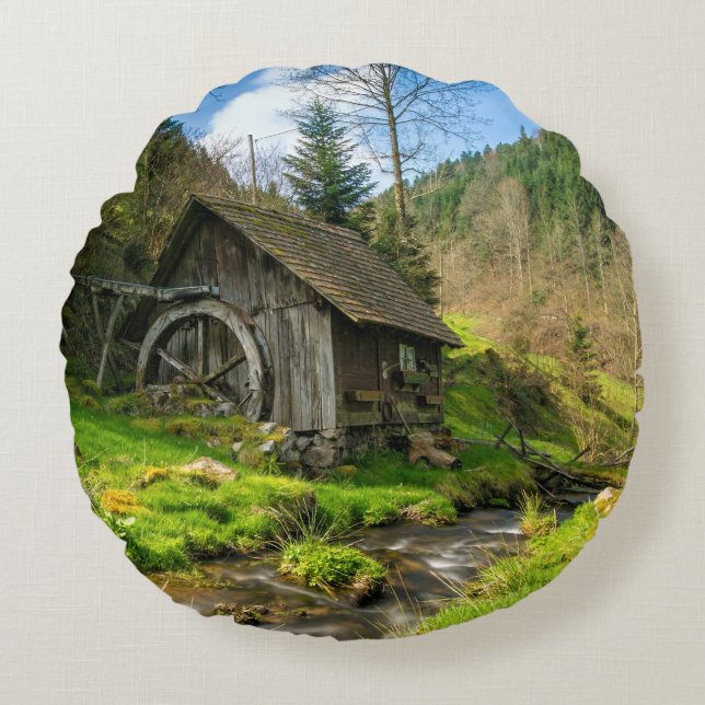 Black Forest Grist Mill Germany Round Pillow (Front)