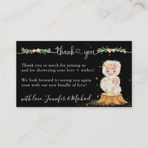 Black Forest Lamb Sheep Baby Shower Thank You Enclosure Card