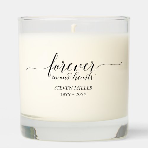 Black  Forever Hearts  Elegant Memorial Funeral Scented Candle