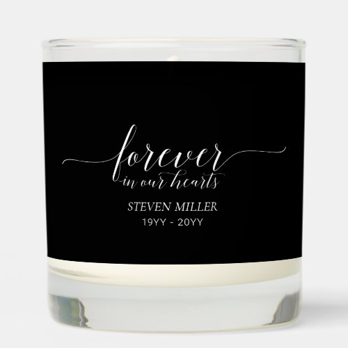 Black  Forever Hearts  Elegant Memorial Funeral Scented Candle