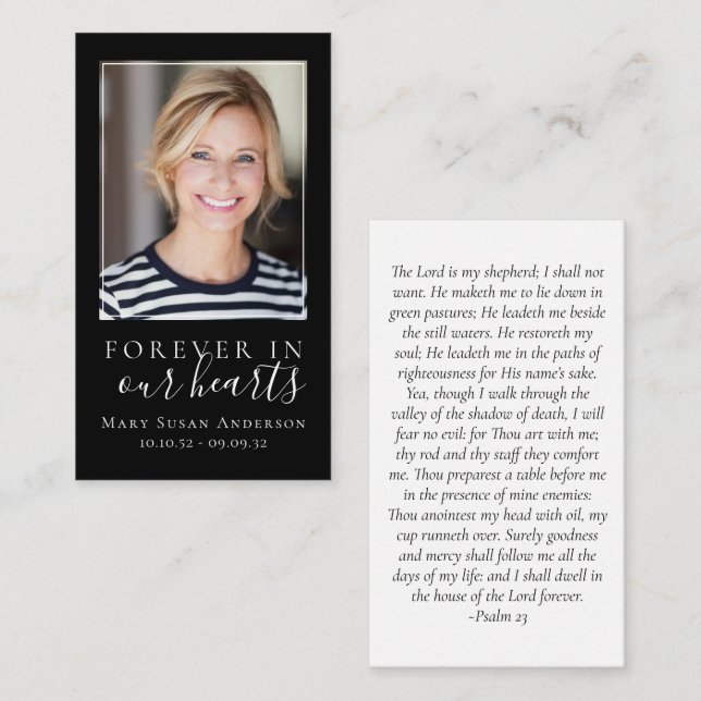 Black Forever in Our Hearts Memorial Card (Front/Back)