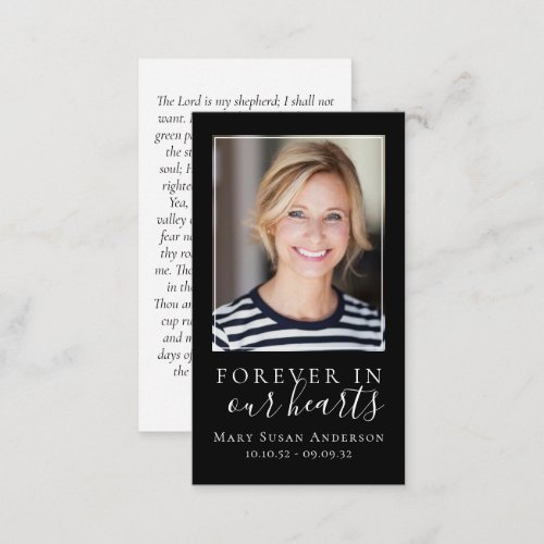 Black Forever in Our Hearts Memorial Card