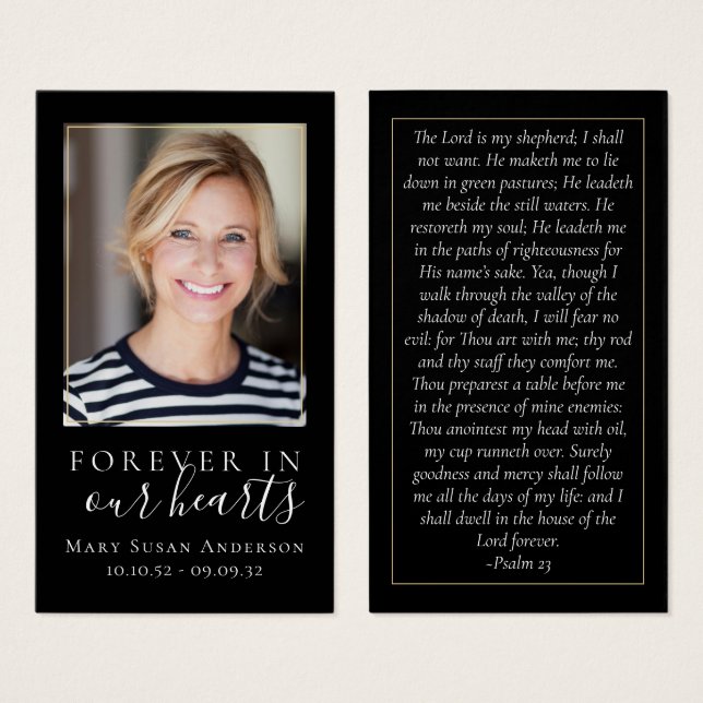 Black Forever in Our Hearts Memorial Card (Front & Back)