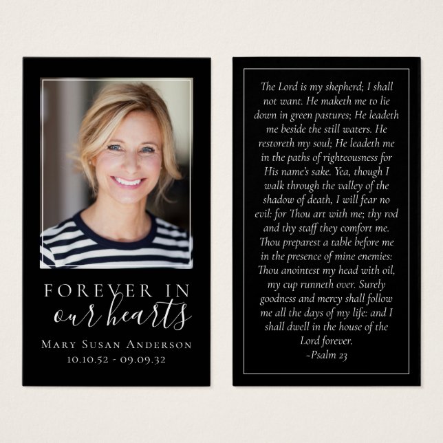 Black Forever in Our Hearts Memorial Card (Front & Back)