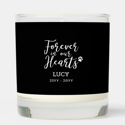 Black  Forever in our Hearts  Pet Memorial Photo Scented Candle