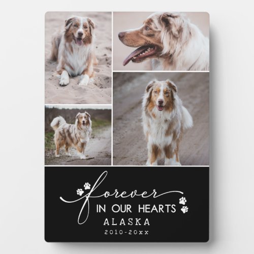 Black Forever In Our Hearts Pet Photo Collage Plaque