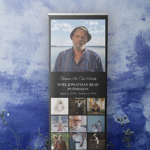 Black Forever In Our Hearts Photo Collage Memorial Retractable Banner