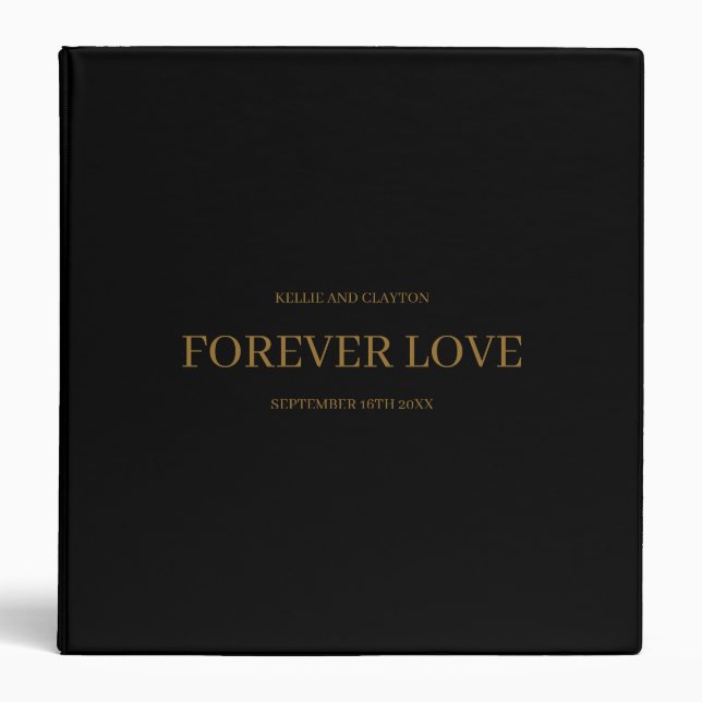 Black Forever Love Wedding Album 3 Ring Binder (Front)