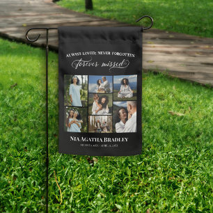 Black Forever Missed Memorial Photo Collage Garden Flag