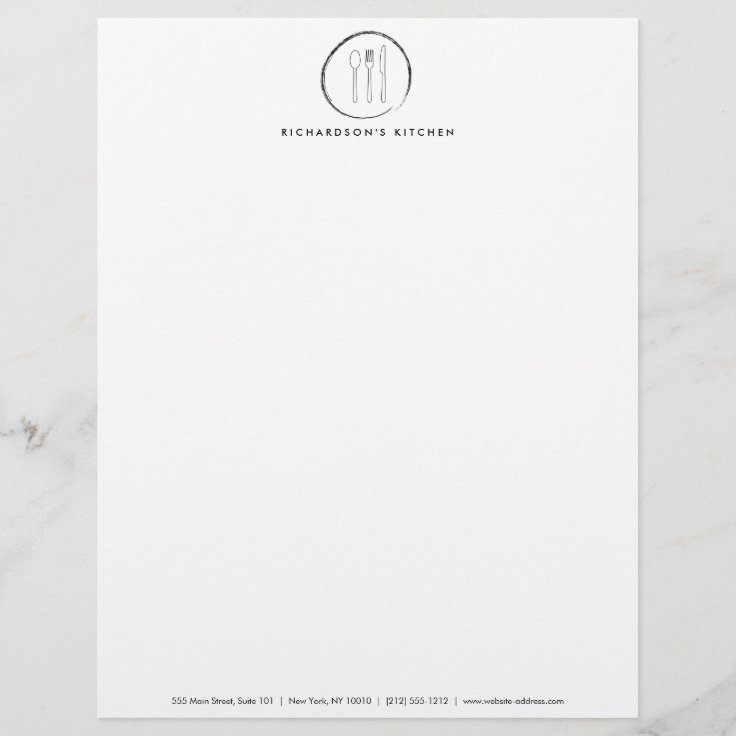 Black Fork Spoon Knife Sketch Catering Logo Letterhead | Zazzle