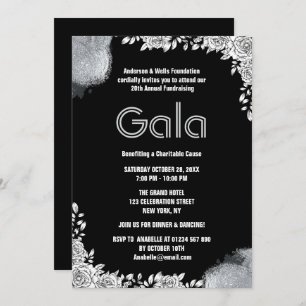 Black Formal Corporate Gala Ball Party Fundraiser Invitation