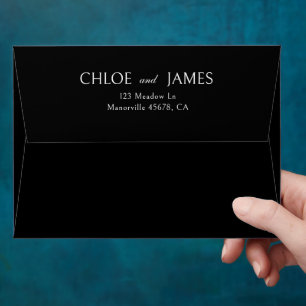 Black Formal Elegant Wedding Return Address Envelope