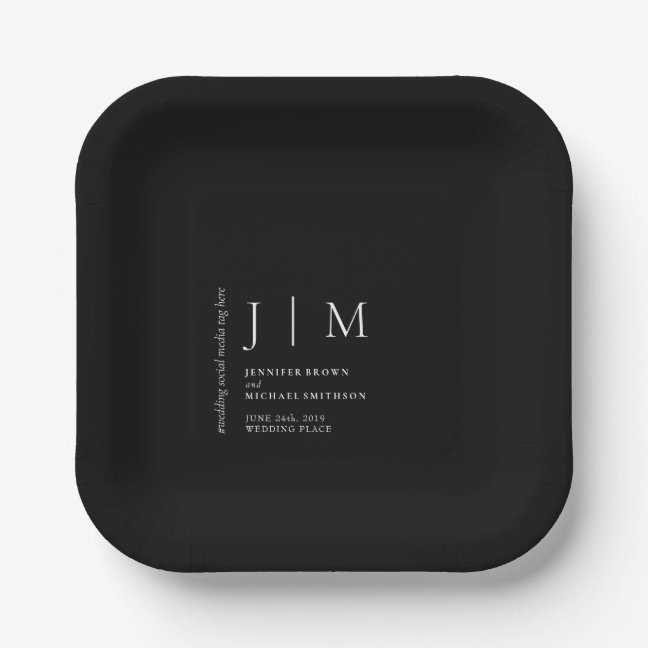 Black Formal Event Theme Wedding Paper Plates